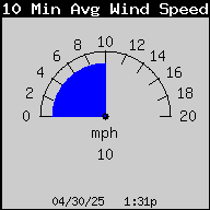 10 minute average wind speed